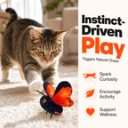 Jouet interactif papillon pour chats 🦋 | Ailes battantes réalistes 🍃 | Stimule l'instinct de chasse 🐾 | Divertissement autonome et sûr 🐱
