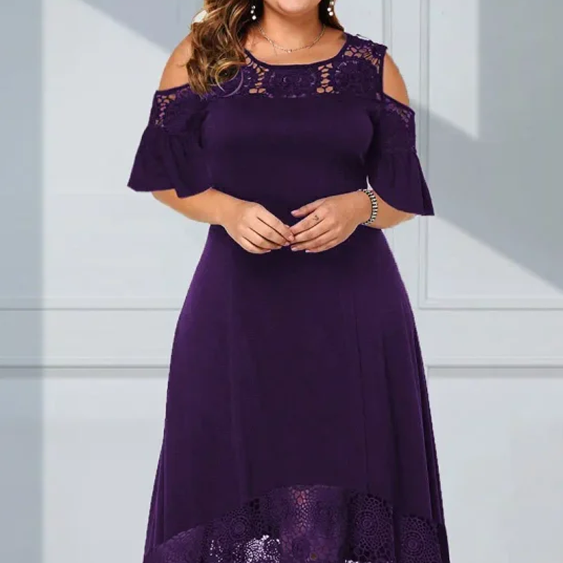 👗 Robe de Soirée Élégante pour Femme Épaule Dénudée & Ourlet en Dentelle ✨💃 - Tissu Doux & Respirant | 4 Couleurs | Tailles S-4XL | Parfaite pour Toutes les Occasions | 50% DE RÉDUCTION