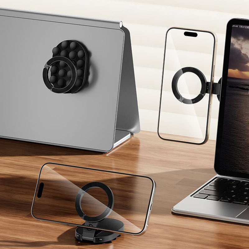 📱 Support magnétique et à ventouse 3-en-1 pour téléphone 🔄✨ - Rotation 360° | Inclinaison 180° | 18 ventouses | Pliable | Voiture/Bureau/Cuisine | 50% DE RABAIS