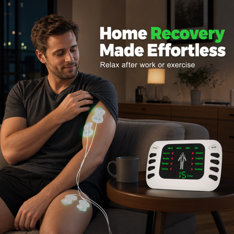 💆‍♂️ Appareil de Massage Électrique à Impulsions Double Sortie – Relaxation du Cou, du Dos, des Bras et des Jambes | Commandes Simples | Écran Clair | Design Compact | Prises EU/US/UK ⚡