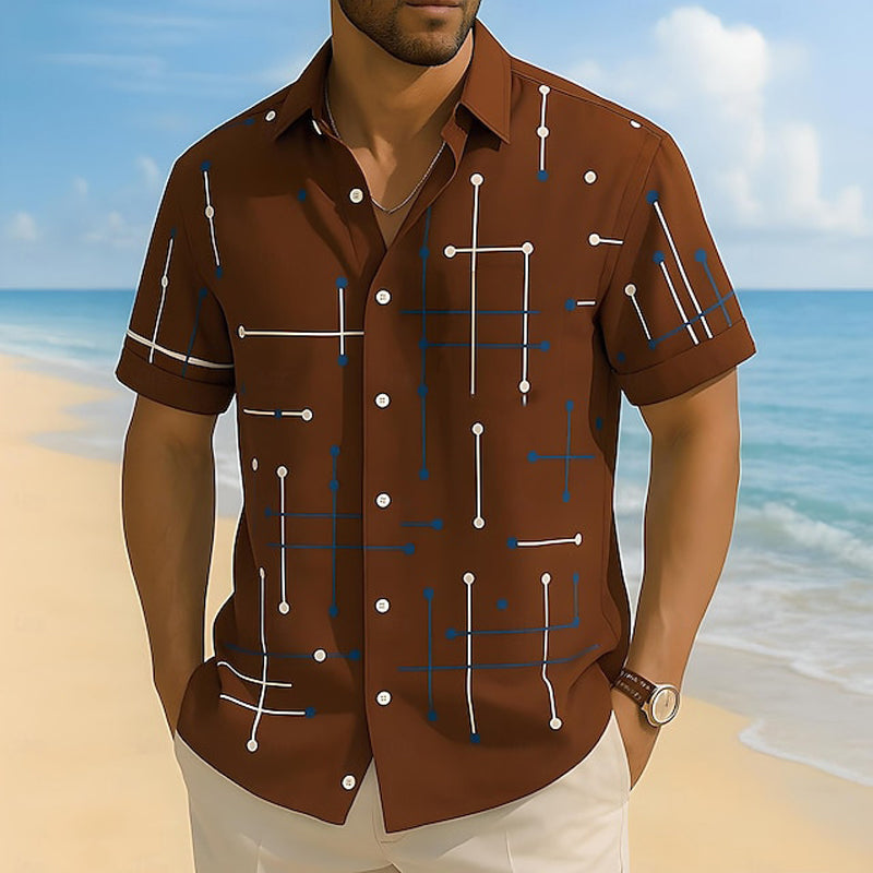 🌴✨ Chemise d'été homme imprimé géométrique 👔🌊 - Coupe Confortable | Tissu Doux | Tailles S-5XL | Parfaite pour les Vacances et la Plage