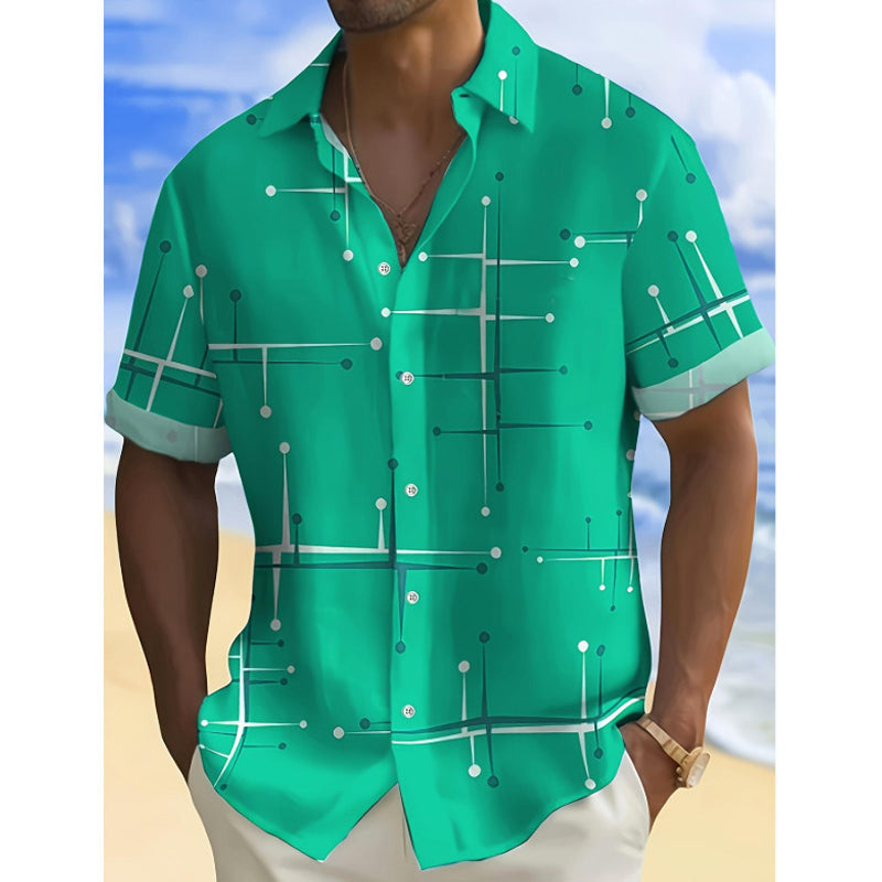 🌴✨ Chemise d'été homme imprimé géométrique 👔🌊 - Coupe Confortable | Tissu Doux | Tailles S-5XL | Parfaite pour les Vacances et la Plage