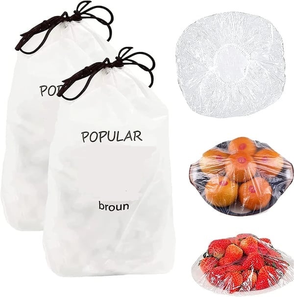 🥗 Couvercles Extensibles Transparents pour Aliments | Pratiques et Adaptables à Différentes Tailles | Idéaux pour les Restes, les Fêtes et les Pique-niques | Paquet de 100 Pièces ✨