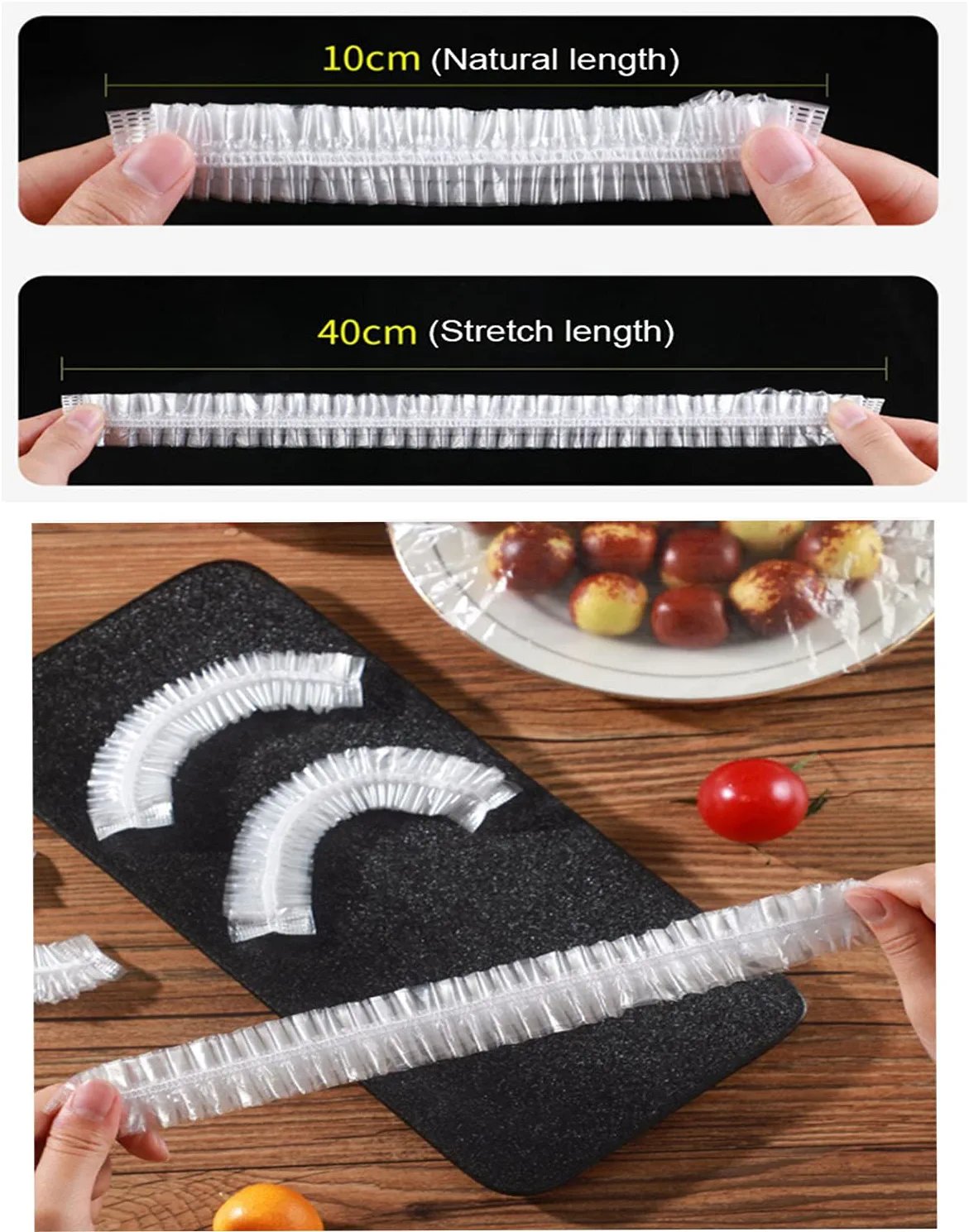 🥗 Couvercles Extensibles Transparents pour Aliments | Pratiques et Adaptables à Différentes Tailles | Idéaux pour les Restes, les Fêtes et les Pique-niques | Paquet de 100 Pièces ✨