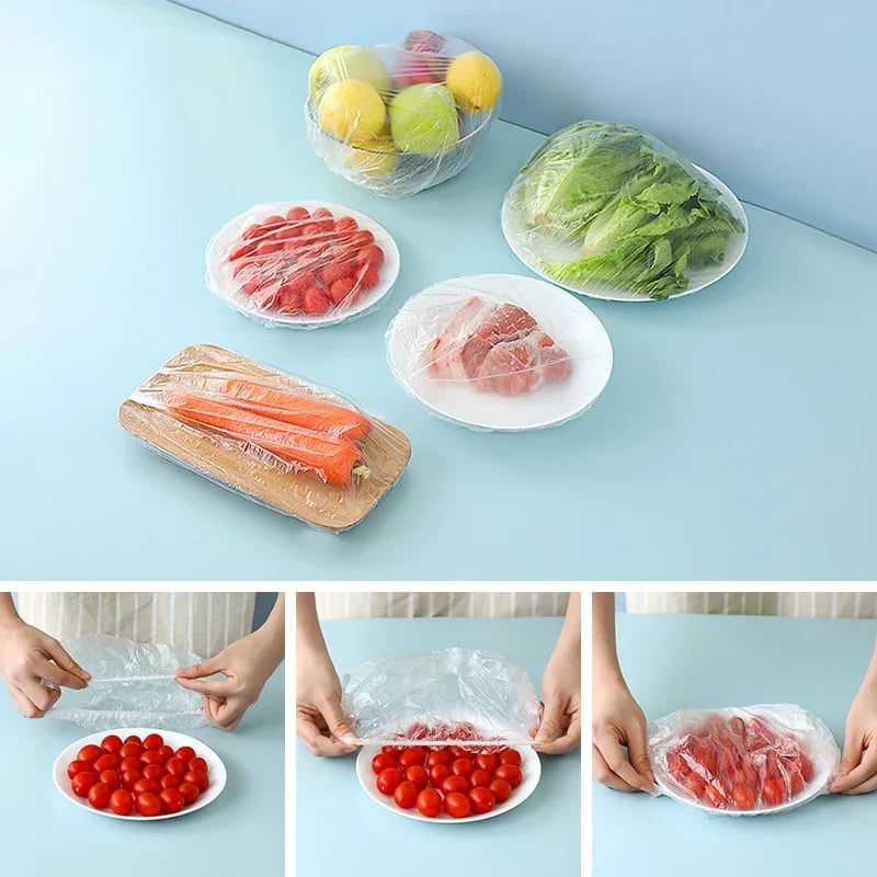 🥗 Couvercles Extensibles Transparents pour Aliments | Pratiques et Adaptables à Différentes Tailles | Idéaux pour les Restes, les Fêtes et les Pique-niques | Paquet de 100 Pièces ✨