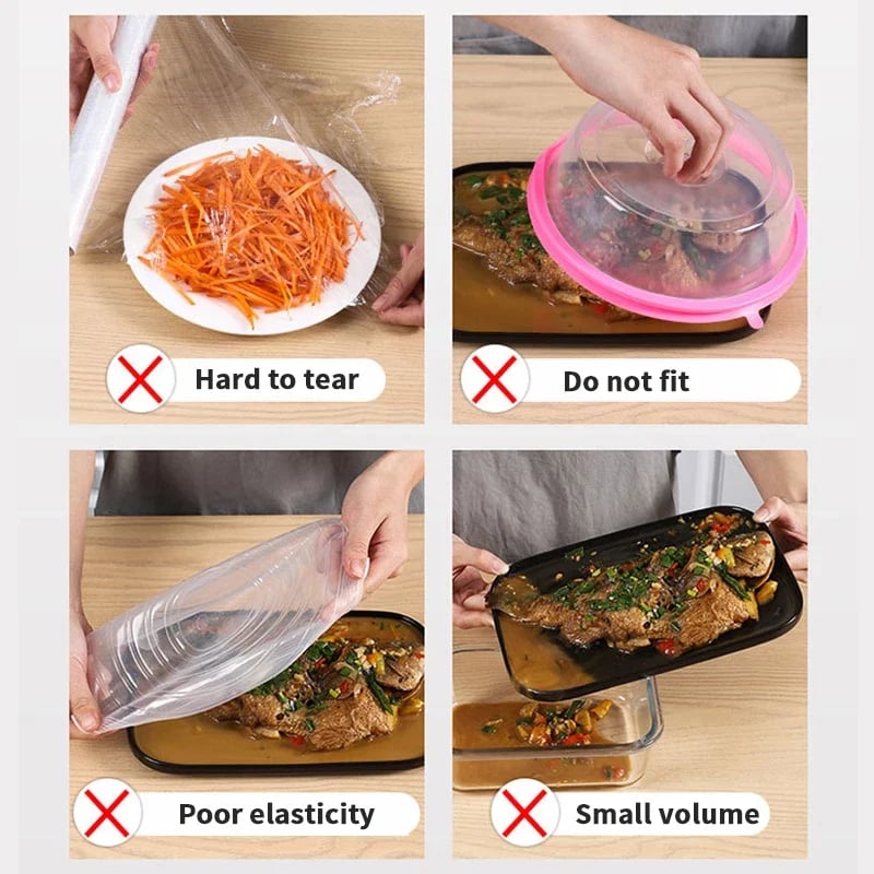 🥗 Couvercles Extensibles Transparents pour Aliments | Pratiques et Adaptables à Différentes Tailles | Idéaux pour les Restes, les Fêtes et les Pique-niques | Paquet de 100 Pièces ✨