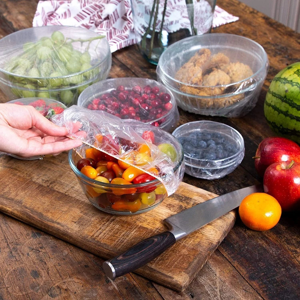🥗 Couvercles Extensibles Transparents pour Aliments | Pratiques et Adaptables à Différentes Tailles | Idéaux pour les Restes, les Fêtes et les Pique-niques | Paquet de 100 Pièces ✨