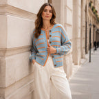 🌸 Cardigan rayé multicolore polyvalent ✨👚 - Tricot doux | Col rond | Tailles XS-XL | Bureau & Décontracté | Polyester | 50% DE RÉDUCTION