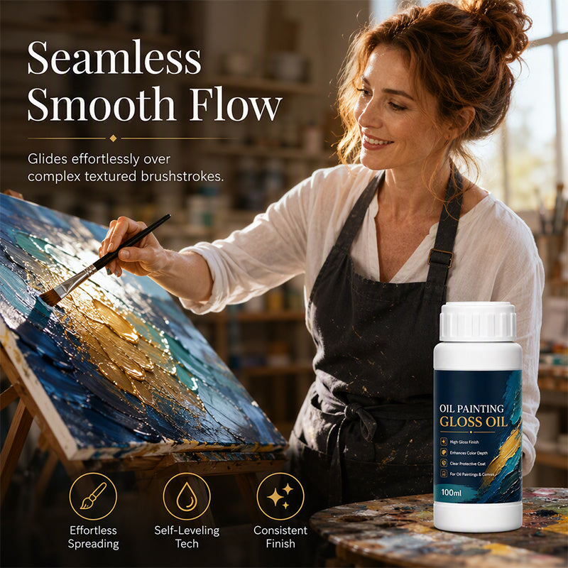 🎨 Vernis Brillant Professionnel pour Peintures à l'Huile ✨🖼️ - Brillance Instantanée | Profondeur des Couleurs | Auto-Nivelant | Anti-Poussière | 100ml + Pinceau | 50% DE RÉDUCTION