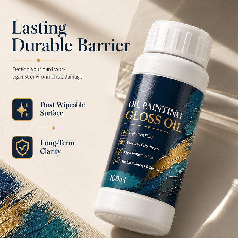 🎨 Vernis Brillant Professionnel pour Peintures à l'Huile ✨🖼️ - Brillance Instantanée | Profondeur des Couleurs | Auto-Nivelant | Anti-Poussière | 100ml + Pinceau | 50% DE RÉDUCTION