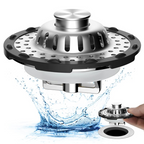 💧🔧 Passoire d'Évier de Cuisine en Acier Inoxydable ♻️ - Bouchon + Filtre 2 en 1 | Anti-Rouille | Anti-Obstruction | Universel | 2 Couleurs | 50% DE RÉDUCTION