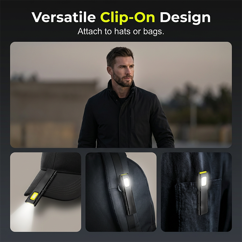 🔦 Lampe Torche de Travail Magnétique Mains Libres | 💡 Clip et Base Magnétique | 🧲 Double Mode LED et COB | 🚗 Idéale pour les Réparations