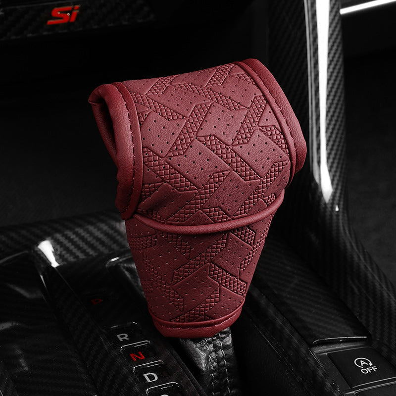 🚗 Couvercle de Levier de Vitesse en Cuir PU Perforé pour Voiture – Respirant, Protection Triple Couche, Prise Antidérapante – 5 Couleurs, Boîte Automatique & Universel 🛡️