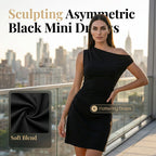 👗✨ Mini-robe asymétrique froncée sur le côté 🔥 – Tissu stretch doux, silhouette flatteuse, parfaite pour les cocktails et les soirées élégantes 🌟