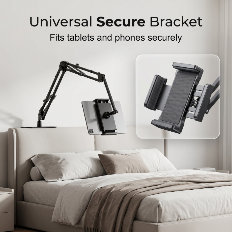 🧲 Support magnétique pour tablette et téléphone de chevet – Base dissimulée sous le matelas | Bras flexible en porte-à-faux | Stable et invisible 🛏️📱