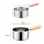 🍳✨ Poêle à Frire Multifonction en Acier Inoxydable 304 – Couvercle en Verre, Manche en Bois, Ø18cm, Compatible Gaz & Induction – Avec ou Sans Panier 🍟🪤