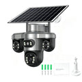 📡☀️ Caméra de Surveillance Solaire WiFi – Triple Objectif PTZ Rotatif, IP66, 3 Vues Simultanées, Basse Consommation – T10 ou T12, Idéale pour Extérieurs Sans Courant 🛡️🌿