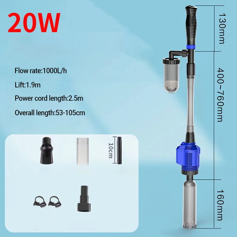 🐟💧 Changeur d'Eau Électrique pour Aquarium avec Filtre Multicouche & Aspirateur – Haute Puissance 16W/20W, ABS Résistant, Facile à Utiliser – Nettoyage Rapide & Efficace ✨🐠