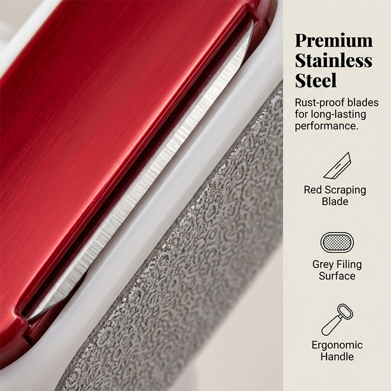 🦶 Râpe Double Face pour Callosités et Peau Sèche – Acier Inox Premium, 2 Surfaces Pro, 11,5x5,5cm, Légère & Portable – 2 Couleurs, avec ou sans Tête de Rechange 💅