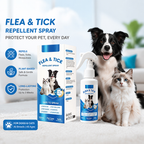 🐾🌿 Spray Antipuces & Antitiques pour Animaux à Base Végétale – Triple Protection, 100 ml Portable, Multi-Surface, Durée 3 Ans – Doux & Sûr 💧✨