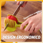 🍋🔪 Trancheuse de Cuisine Créative Ergonomique – Alliage d'Aluminium + ABS, 8 Fentes, Protège-Doigts, Crochet de Suspension – Pour Citrons, Tomates, Oignons & Fruits – 2 Versions ✨
