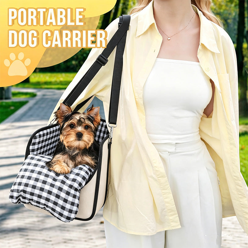 🚗🐶 Siège Auto Rehausseur pour Chiens – Rembourrage Doux | Ceinture de Sécurité Intégrée | Fixation aux Accoudoirs | Tissu Oxford Résistant | Poignées de Transport | Idéal pour Voyages & Excursions | 41,9x21,8x21,8cm 🛡️✨