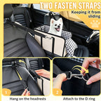 🚗🐶 Siège Auto Rehausseur pour Chiens – Rembourrage Doux | Ceinture de Sécurité Intégrée | Fixation aux Accoudoirs | Tissu Oxford Résistant | Poignées de Transport | Idéal pour Voyages & Excursions | 41,9x21,8x21,8cm 🛡️✨