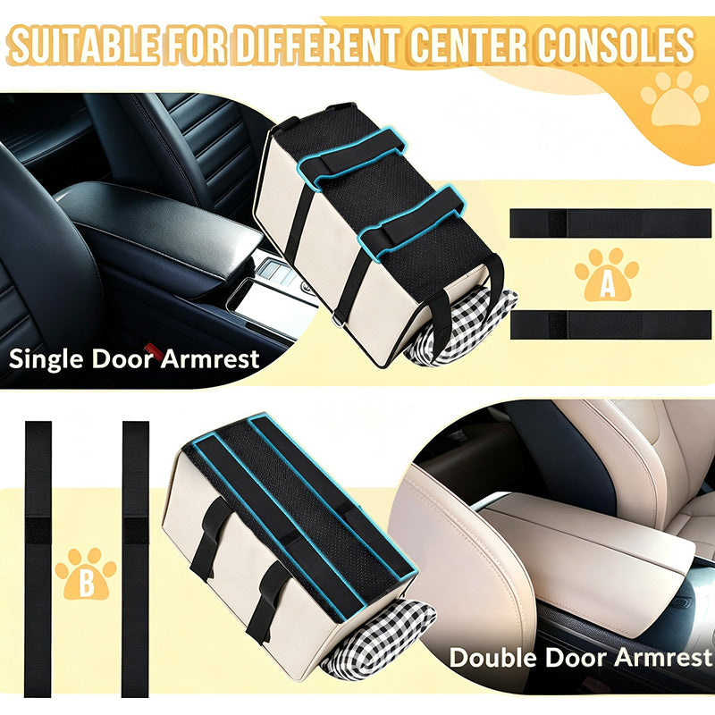 🚗🐶 Siège Auto Rehausseur pour Chiens – Rembourrage Doux | Ceinture de Sécurité Intégrée | Fixation aux Accoudoirs | Tissu Oxford Résistant | Poignées de Transport | Idéal pour Voyages & Excursions | 41,9x21,8x21,8cm 🛡️✨