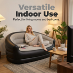 🛋️✨ Canapé Gonflable Double Portable – Surface Flocquée Douce, PVC Résistant, 138x87x71cm, 2 Places – Pour Salon, Chambre & Invités – 2 Couleurs 🌟