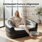 🛋️✨ Canapé Gonflable Double Portable – Surface Flocquée Douce, PVC Résistant, 138x87x71cm, 2 Places – Pour Salon, Chambre & Invités – 2 Couleurs 🌟