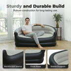🛋️✨ Canapé Gonflable Double Portable – Surface Flocquée Douce, PVC Résistant, 138x87x71cm, 2 Places – Pour Salon, Chambre & Invités – 2 Couleurs 🌟