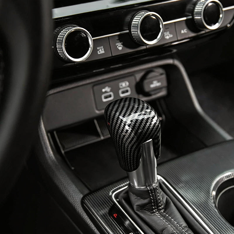 🚗🏎️ Couvre-levier de vitesse Honda Civic 2018-2025 – ABS effet carbone, installation adhésive sans outils, 2 couleurs : Noir & Rouge – Protection & Style pour l'intérieur ✨