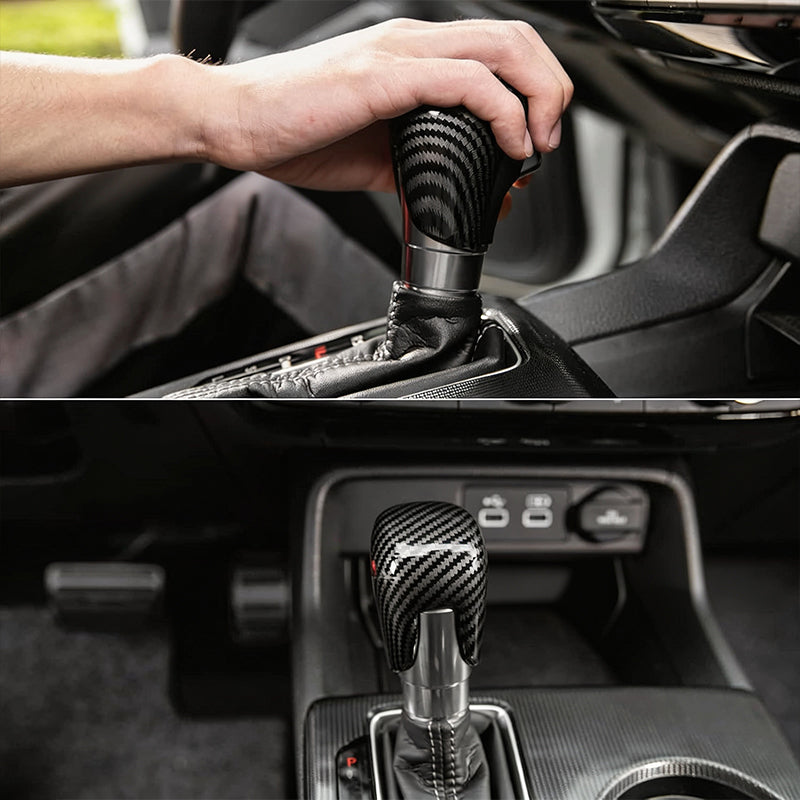 🚗🏎️ Couvre-levier de vitesse Honda Civic 2018-2025 – ABS effet carbone, installation adhésive sans outils, 2 couleurs : Noir & Rouge – Protection & Style pour l'intérieur ✨