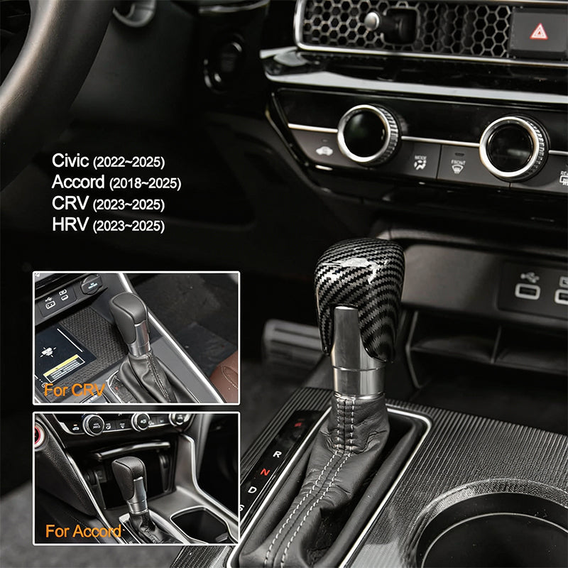 🚗🏎️ Couvre-levier de vitesse Honda Civic 2018-2025 – ABS effet carbone, installation adhésive sans outils, 2 couleurs : Noir & Rouge – Protection & Style pour l'intérieur ✨