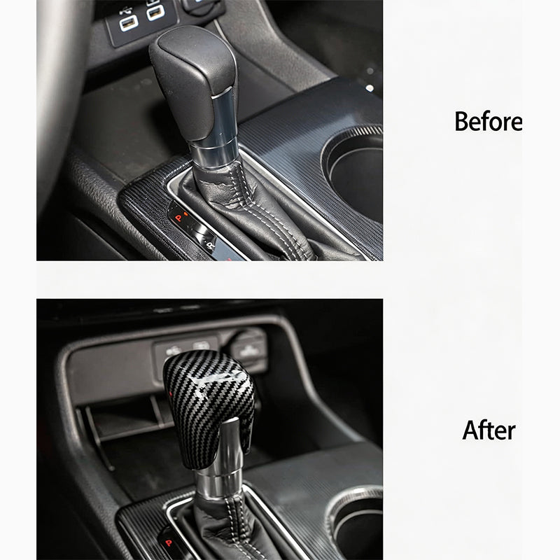 🚗🏎️ Couvre-levier de vitesse Honda Civic 2018-2025 – ABS effet carbone, installation adhésive sans outils, 2 couleurs : Noir & Rouge – Protection & Style pour l'intérieur ✨