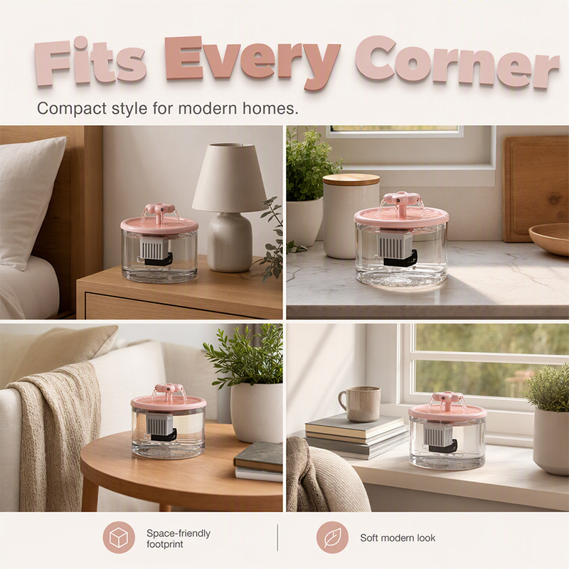 🐱💧 Fontaine à Eau Automatique pour Chats & Chiens – 1500ml, PP Alimentaire, Filtration Multi-Couches, Silencieuse, 15x15x15cm, 4 Couleurs – USB ou 220V 🐶