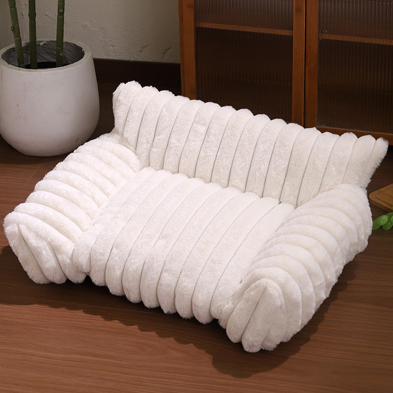 🛋️🐶Niche Canapé pour Chiens & Chats en Peluche – Bords Relevés pour Soutien Tête/Cou, Tissu Doux et Chaud, 3 Tailles (S/M/L), 5 Couleurs – Pour Repos & Confort ☁️🐱