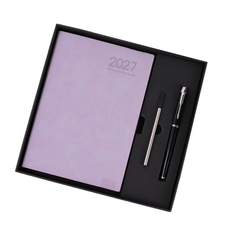 Agenda Journalière Minimaliste 2027 📅 | Format A5 en Cuir PU 📓 | Ouverture à Plat à 180° 📖 | Parfaite pour l'Organisation et le Travail ✒️
