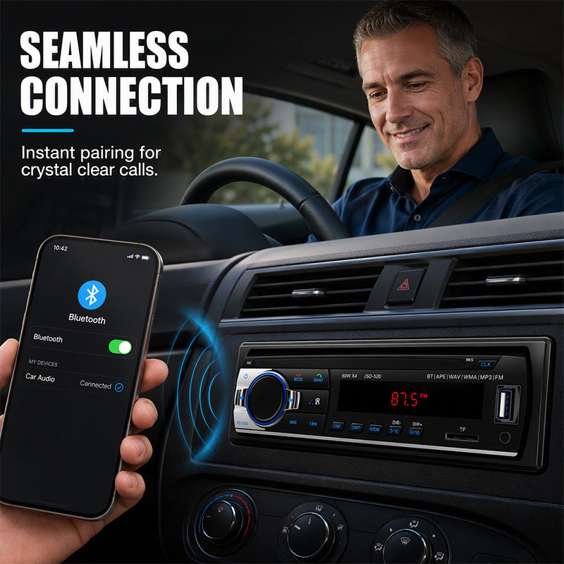 🎶 Autoradio Bluetooth 5.0 avec lecteur MP3 – Audio Hi-Fi FLAC/APE | 2 ports USB | Appels mains libres | Commandes physiques intuitives | Éclairage blanc/rouge | Télécommande au volant dans les modèles FK | Auto & Voyages 🚗