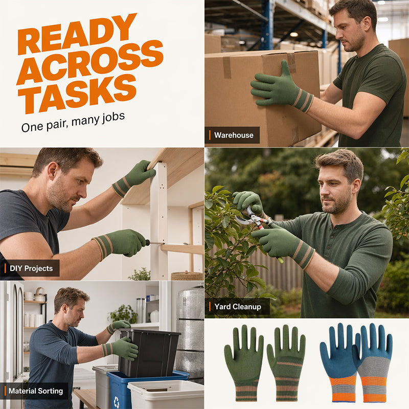 🧤 Gants de Travail Souples et Respirants – Adhérence Antidérapante | Revêtement en Caoutchouc Anti-Abrasion | Protection pour le Jardinage, la Construction & l'Entrepôt 🛠️✨