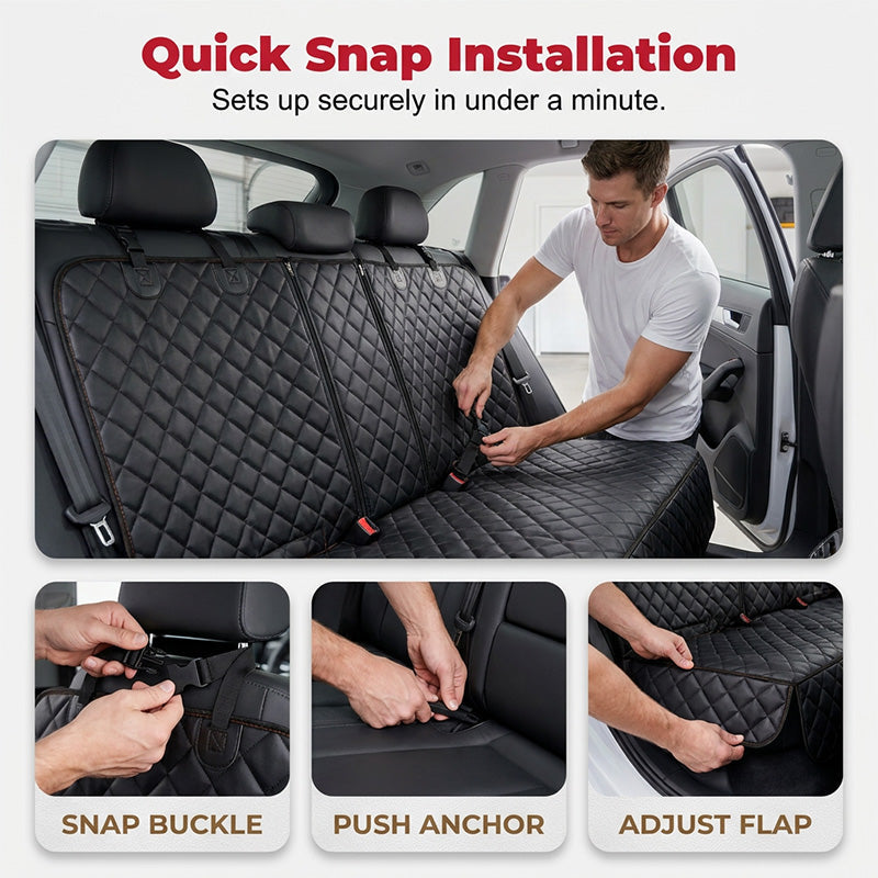 🐶 Housse de Siège Auto Étanche pour Chien | 💧 Protection Totale Contre la Boue et les Liquides | 🚗 Conception avec Fermeture Éclair Divisée | 🛡️ Ouvertures pour Ceintures de Sécurité