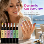 💅💜Kit de Stylos Vernis Semi-Permanent Cat Eye Pailleté – Effet Cristal & Reflets Scintillants | Application 2-en-1 | Détails Nail Art | Kit de 6 Pièces ✨🎨