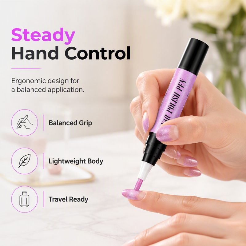 💅💜Kit de Stylos Vernis Semi-Permanent Cat Eye Pailleté – Effet Cristal & Reflets Scintillants | Application 2-en-1 | Détails Nail Art | Kit de 6 Pièces ✨🎨