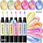 💅💜Kit de Stylos Vernis Semi-Permanent Cat Eye Pailleté – Effet Cristal & Reflets Scintillants | Application 2-en-1 | Détails Nail Art | Kit de 6 Pièces ✨🎨
