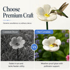 🌼 Fleurs en Céramique avec Abreuvoir pour Abeilles – Décoration de Jardin | Support pour Pollinisateurs | Facile à Installer | Bleu & Blanc | Lot de 5 🐝✨