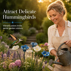 🌼 Fleurs en Céramique avec Abreuvoir pour Abeilles – Décoration de Jardin | Support pour Pollinisateurs | Facile à Installer | Bleu & Blanc | Lot de 5 🐝✨