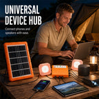 Système d'Alimentation Solaire Portable ☀️ | Hub de Recharge Universel et 2 Lumières LED 💡 | Batterie 2400 mAh 🔋 | Idéal pour le Camping et l'Extérieur 🏕️