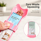 🐱 Cuillère à Presser pour Snacks pour Chats | Distributeur en Plastique PP pour Sachets | Zéro Gâchis, Mains Propres | Bleu ou Rose 🐾