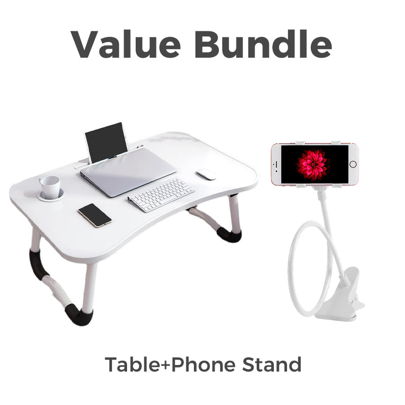 Plateau de Lit Pliable pour Ordinateur Portable 💻 | Grande Surface avec Support Tablette et Porte-Gobelet ☕ | Base Antidérapante 🛡️ | Idéal pour Étude, Travail et Détente 🛏️