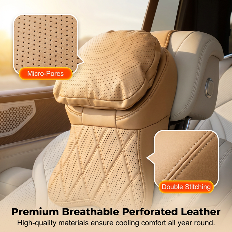 🚗 Appuie-tête de voiture en mousse à mémoire de forme | Support ergonomique 3D pour les cervicales et les épaules 🛡️ | Confort absolu pour la conduite quotidienne et les longs trajets 🛣️ | Cuir PU respirant de première qualité ✨
